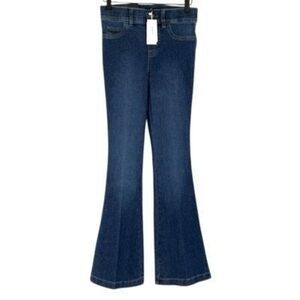 NWT Spanx Blue Denim Stretch Mid-Rise Flare Leg Jeans Medium Wash Size Small